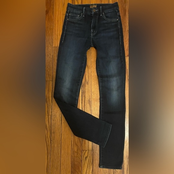 MOTHER JEANS 24 HIGH WAISTED LOOKER COFFEE TEA OR ME EUC STRETCH DARK BLUE - Picture 4 of 6